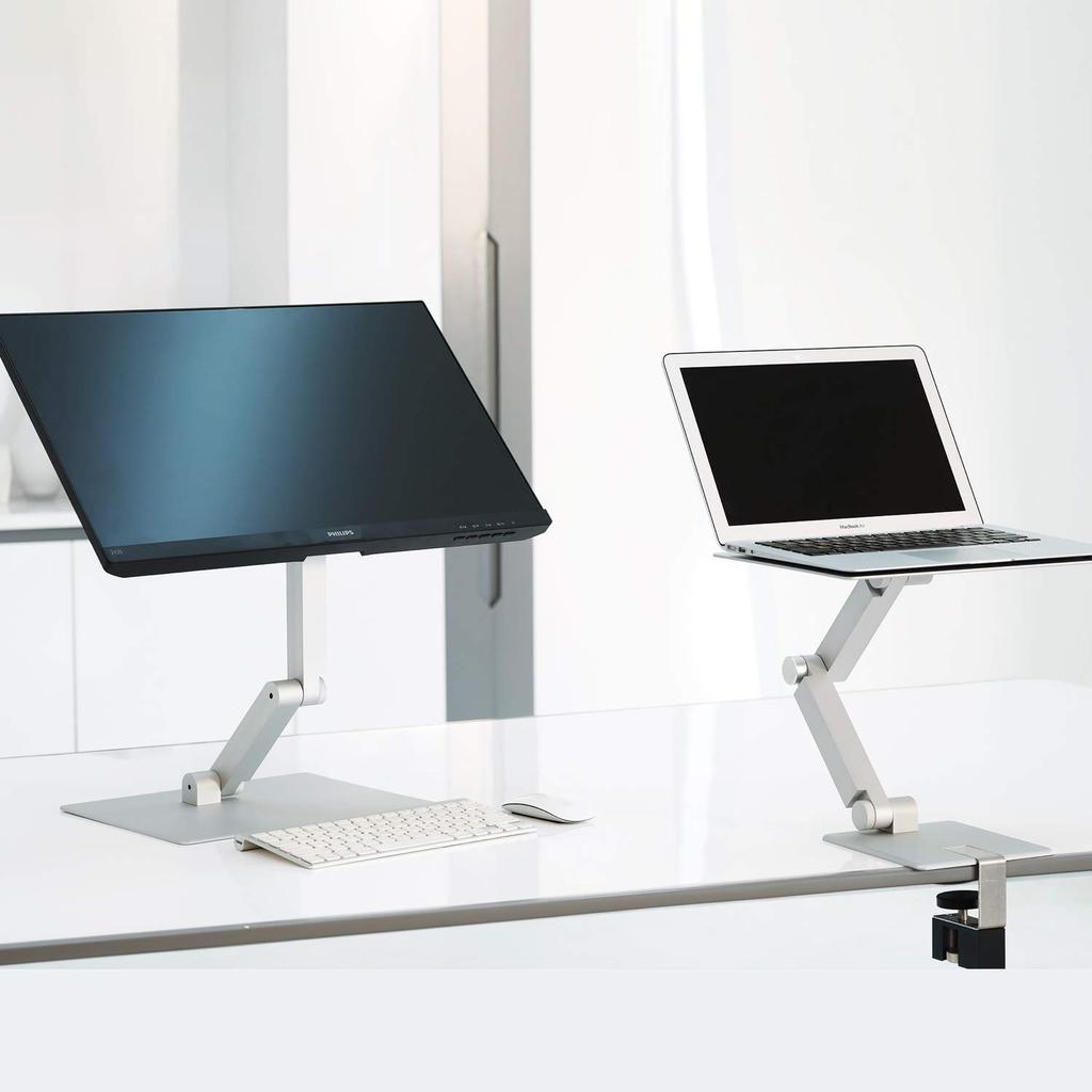 Maxstand Stehender Arm (Silber) mit VESA-Halterung