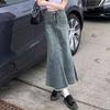 Retro Denim Skirt Women High Waist A-line Half Dress Fashion High Waist Long Skirt  Beach