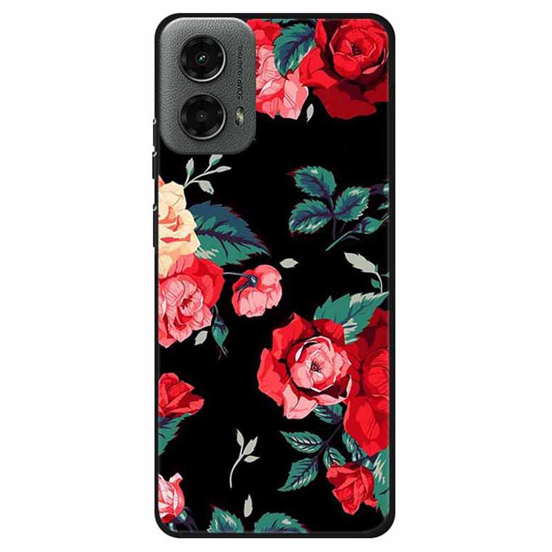 

Для Motorola Мото G 5G (2024) Чехол Мягкий ТПУ с Рисунком Чехол для Телефона Black/Rose