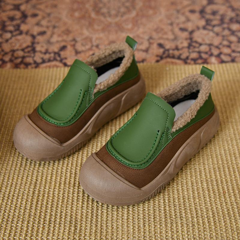 

Мягкие кожаные туфли с одной педалью, женские, зима 2024, новые хлопковые туфли, туфли на платформе, повседневная обувь для мам 40