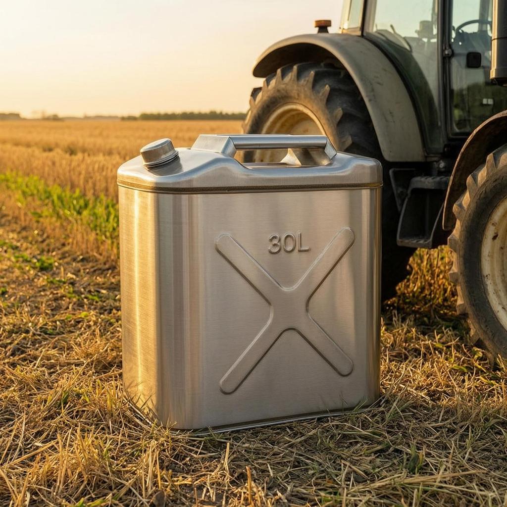Oil Canister with Handle Stainless Steel Backup Petrol Tank Leakproof Can Drivers, Camping,