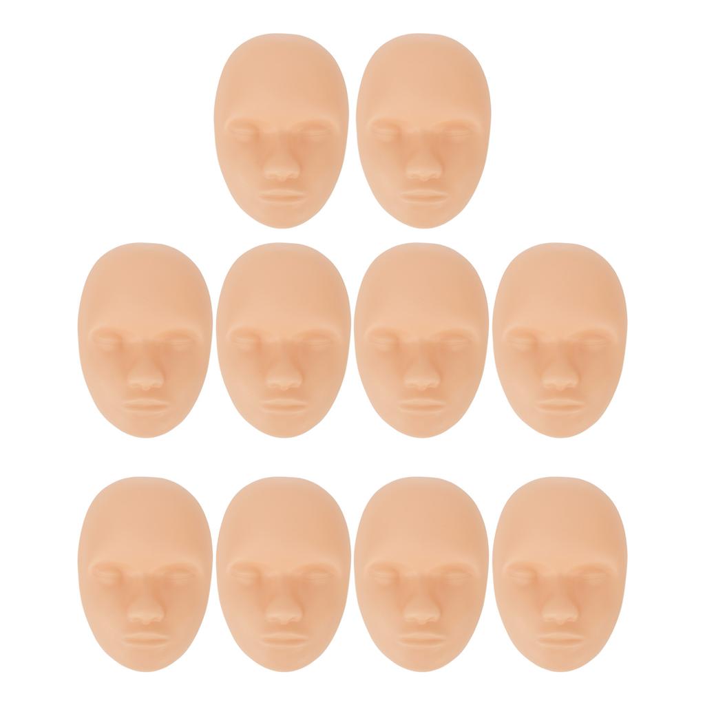 10pcs Tattoo Practice Skin Head 3D Soft Silicone Eyebrow Eyeliner Lip Microblading Tattooing Skin for Beginners