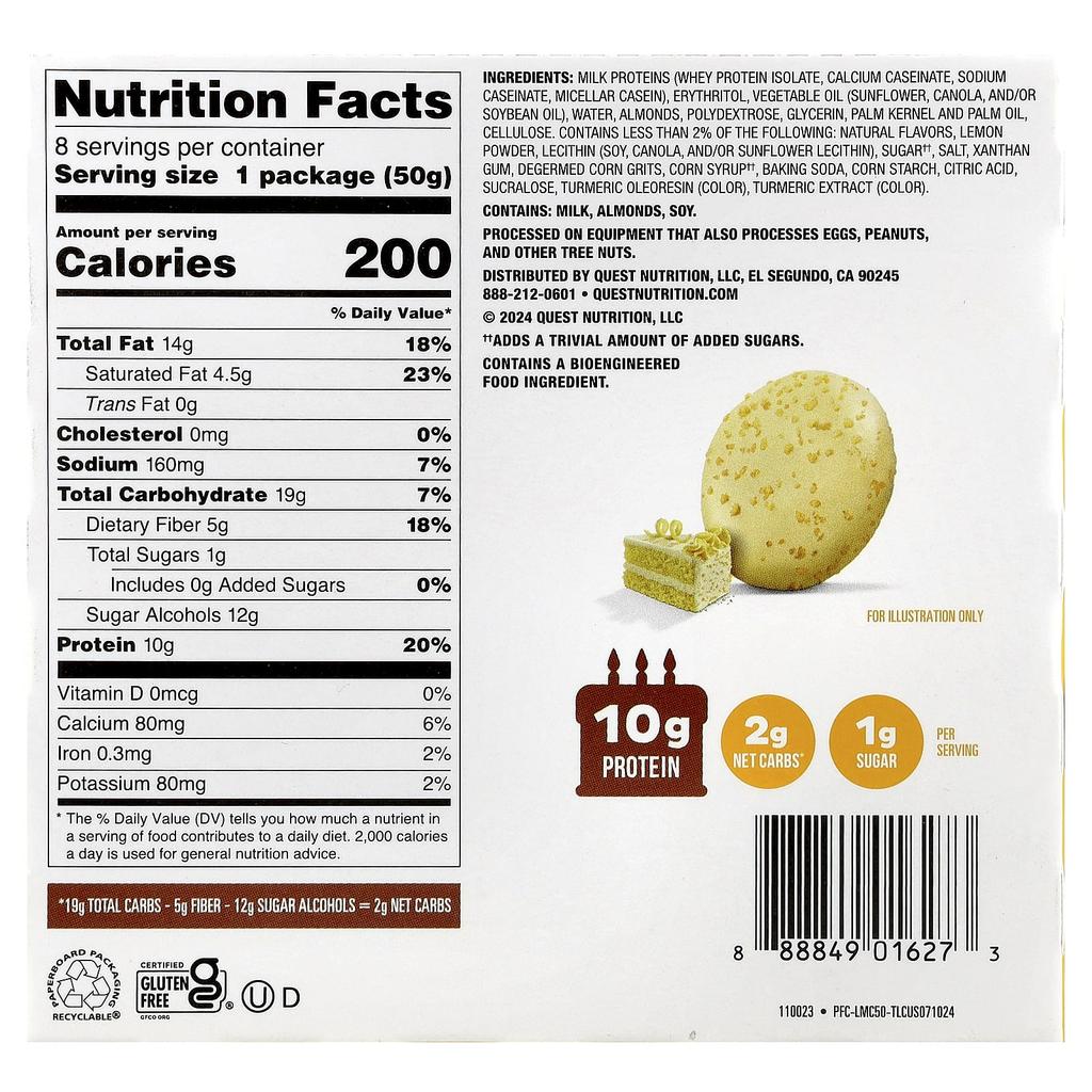 Quest Nutrition, Bake Shop Frosted Cookies, Lemon Cake, 8 Packs, 50g (1.76oz) Each