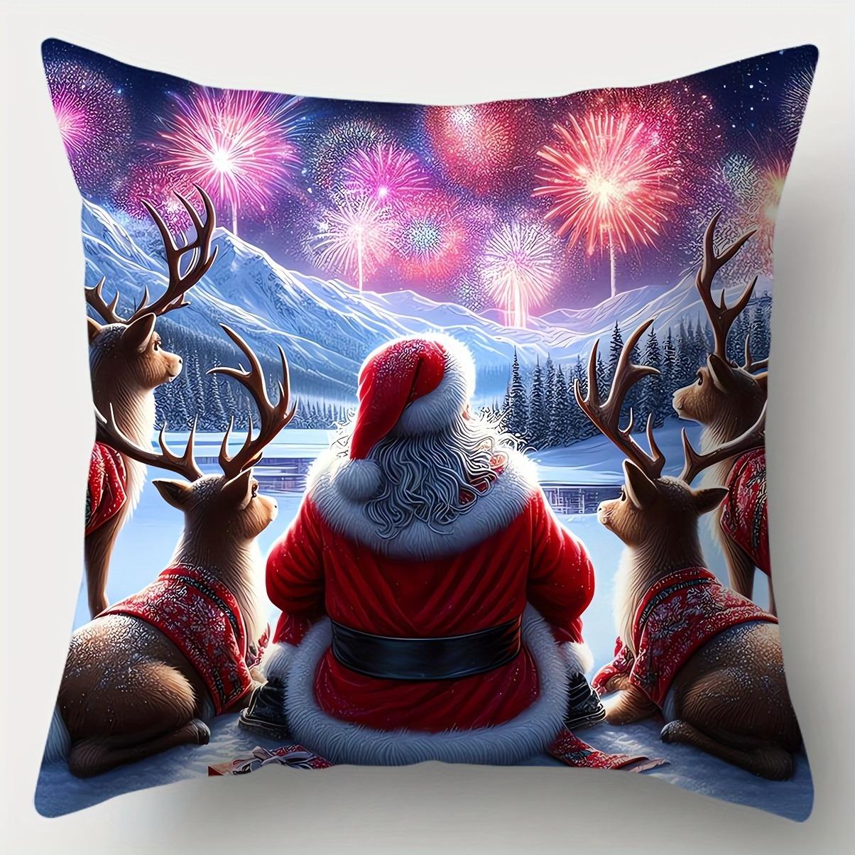 

Домашній декор Різдвяні сцени: Санта, Олень, Сніговики Декор Візерунок Наволочка Підходить Для Дивана Спальні Автомобіля Наволочка 16x16Inch