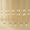 European and American Candy Color Beaded Pearl Necklace with 18K Titanium Steel Cross Chain