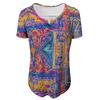 Ladies Casual V Neck Short Sleeve T-Shirt Print Button Top
