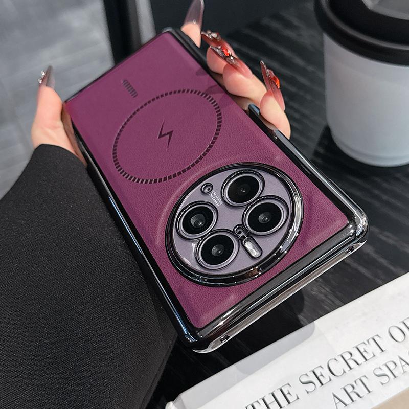 For Huawei Mate 50 50 Pro 40 40 Pro Electroplated Leather Texture Magnetic Wireless Charging Shockproof Phone Case