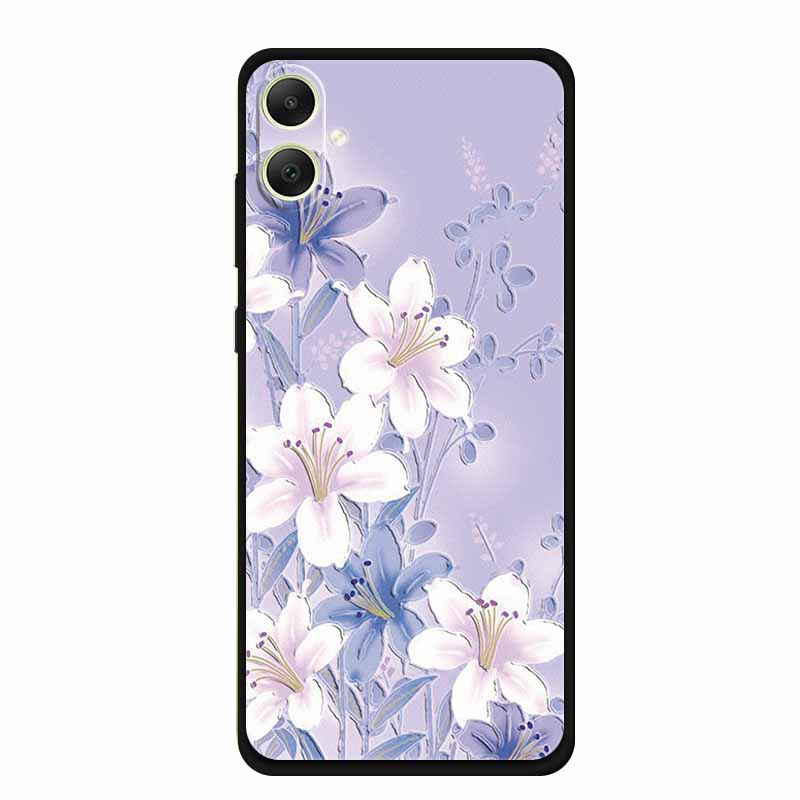 3D Emboss Case For Samsung Galaxy A06 M06 F06 A05 M05 F05 Phone Case A 06 M 05 Flower Black Silicone Soft Back Cover Coque Funda