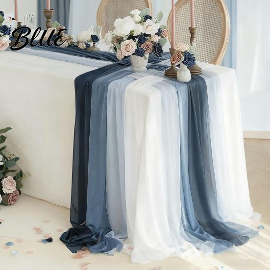 Soft Table Runner Sheer Flowing Runner Chiffon Wedding Elegant Solid Color High Quality