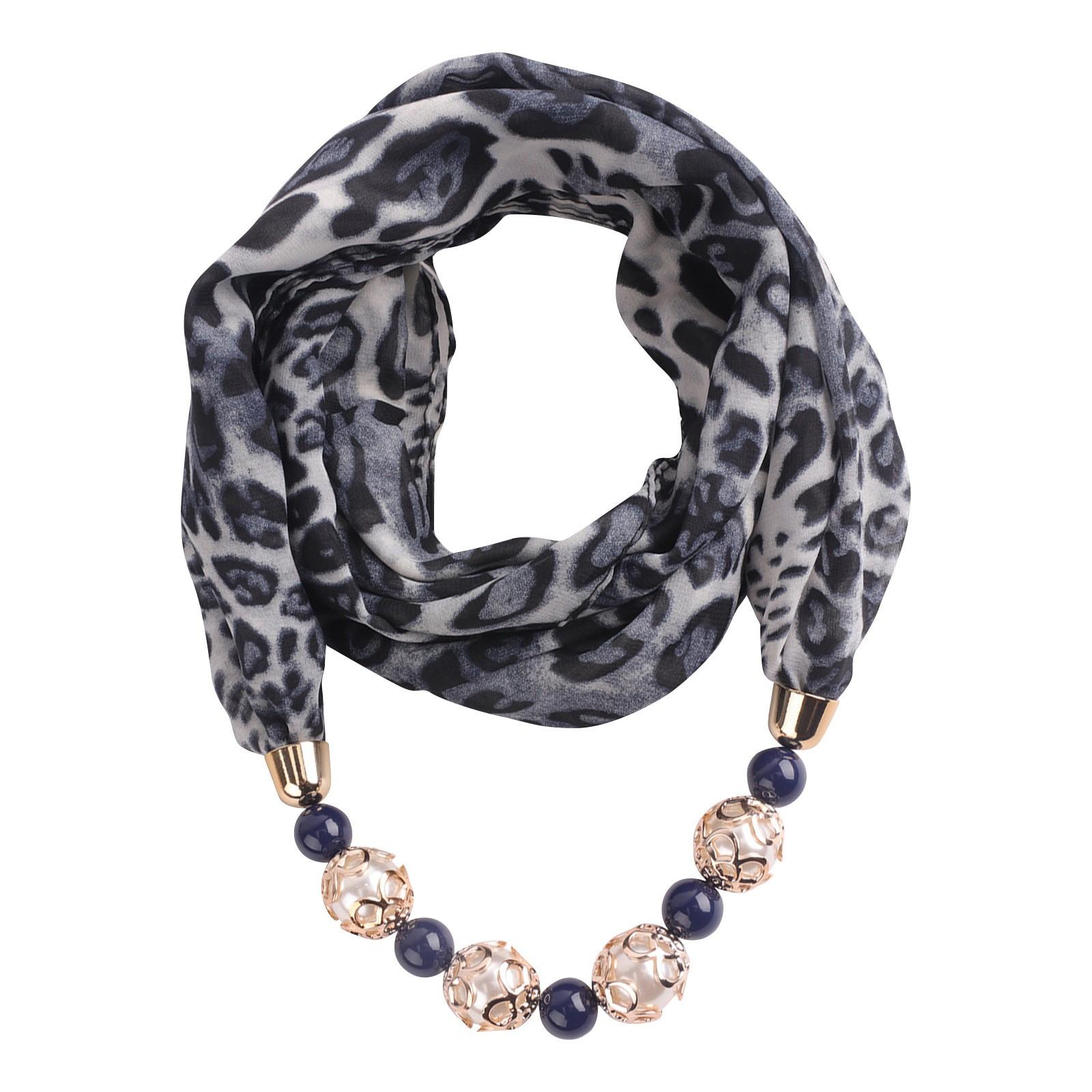 

Великолепные бусины, шарф с круглым кольцом, женские аксессуары для шарфов, ожерелье, этнический шарф One Size чёрный