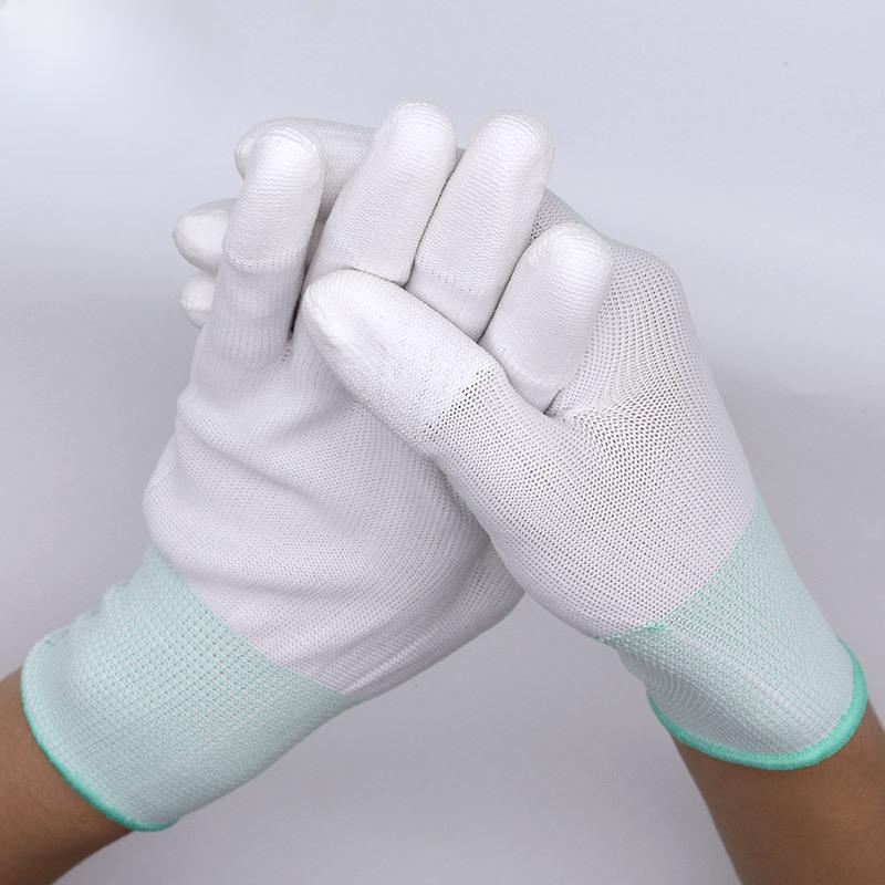 12 perechi de mănuși din nailon cu treisprezece pini Mănuși antiderapante pentru degete acoperite cu PU din nailon cu treisprezece pini Mănuși din nailon cu 13 pini Mănuși pentru degete acoperite cu PU