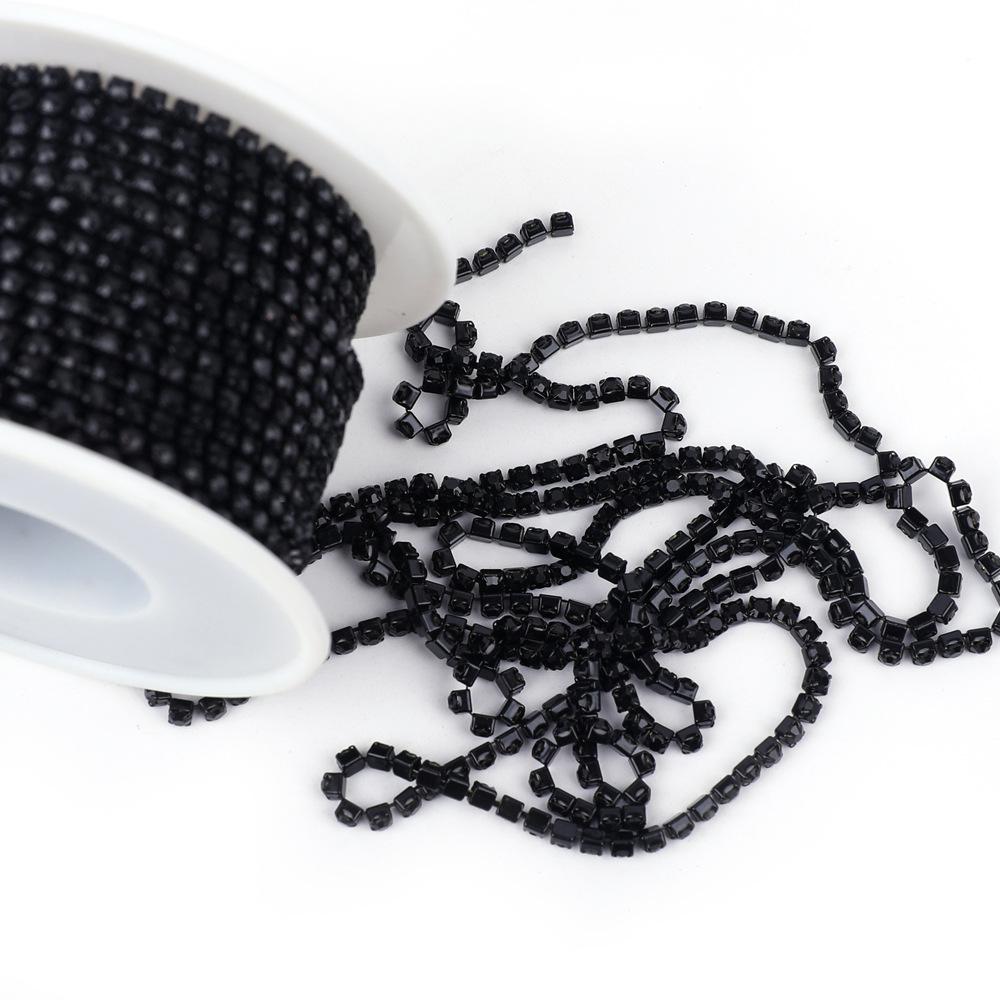 Electroplated Glass Rhinestone Single Row Claw Chain for DIY Costume Accessories