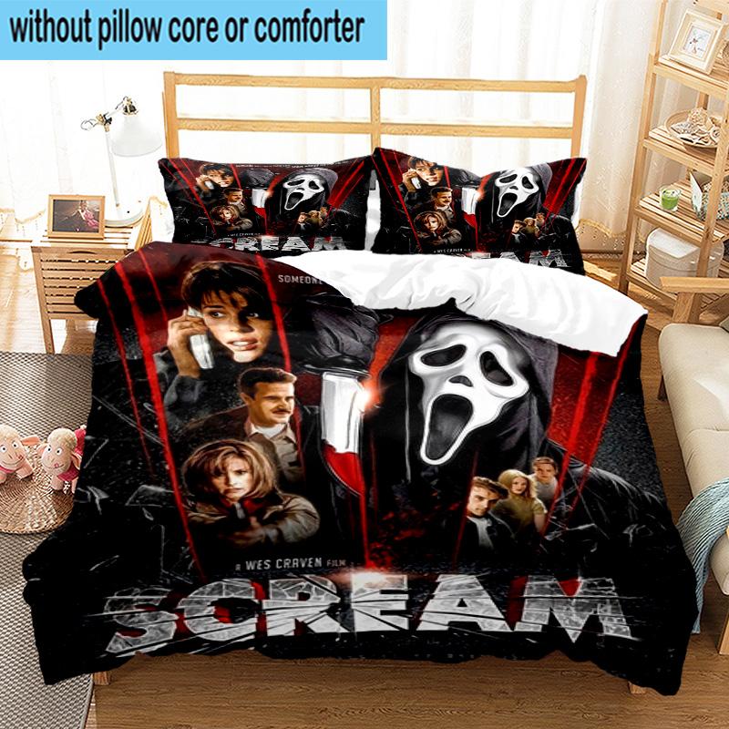 3PCS Scr-eam Horror Movie 3pcs Bedding,Including 3PCS Duvet Cover And 2pcs Pillowcases Perfect for Christmas,Ideal for Bedroom, Dormitory