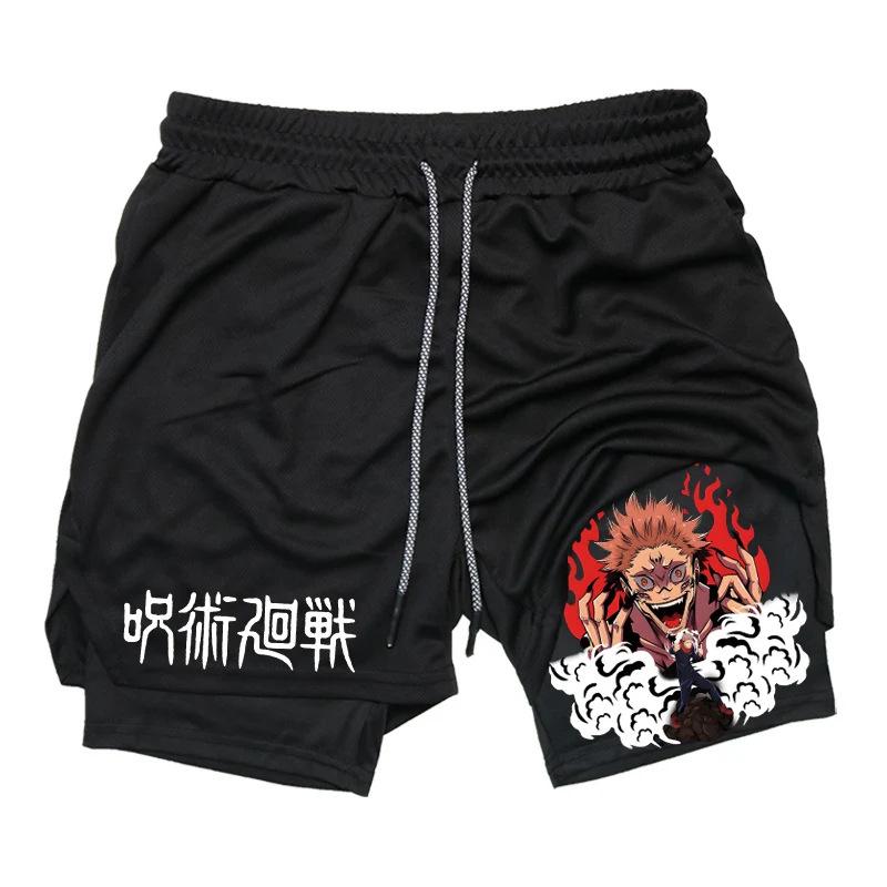 Double-Layer Digital Print Sports Shorts for Adults - Casual Fitness Apparel
