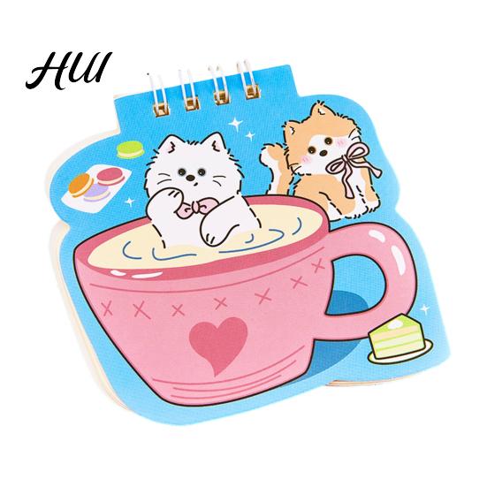 Thickened Inner Pages Journal Cat Mini Spiral Notebooks 3.6 X 3.8 Inch Top-Wire Bound Memo Pads, Travel Notebook Cartoon 50 Notepads, Kawaii