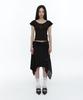 Rough Neck Knit Layer Drape Skirt Black