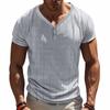Mens American Style Casual Loose Breathable Short Sleeve Henley T Shirt