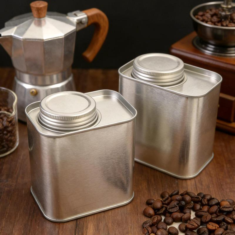 3/1x Tinplate Iron Can Coffee Bean Tea Home Kitchen Spices Powder Herbs Airtight Cans Outdoor Camping Packaging Storage Tin Box