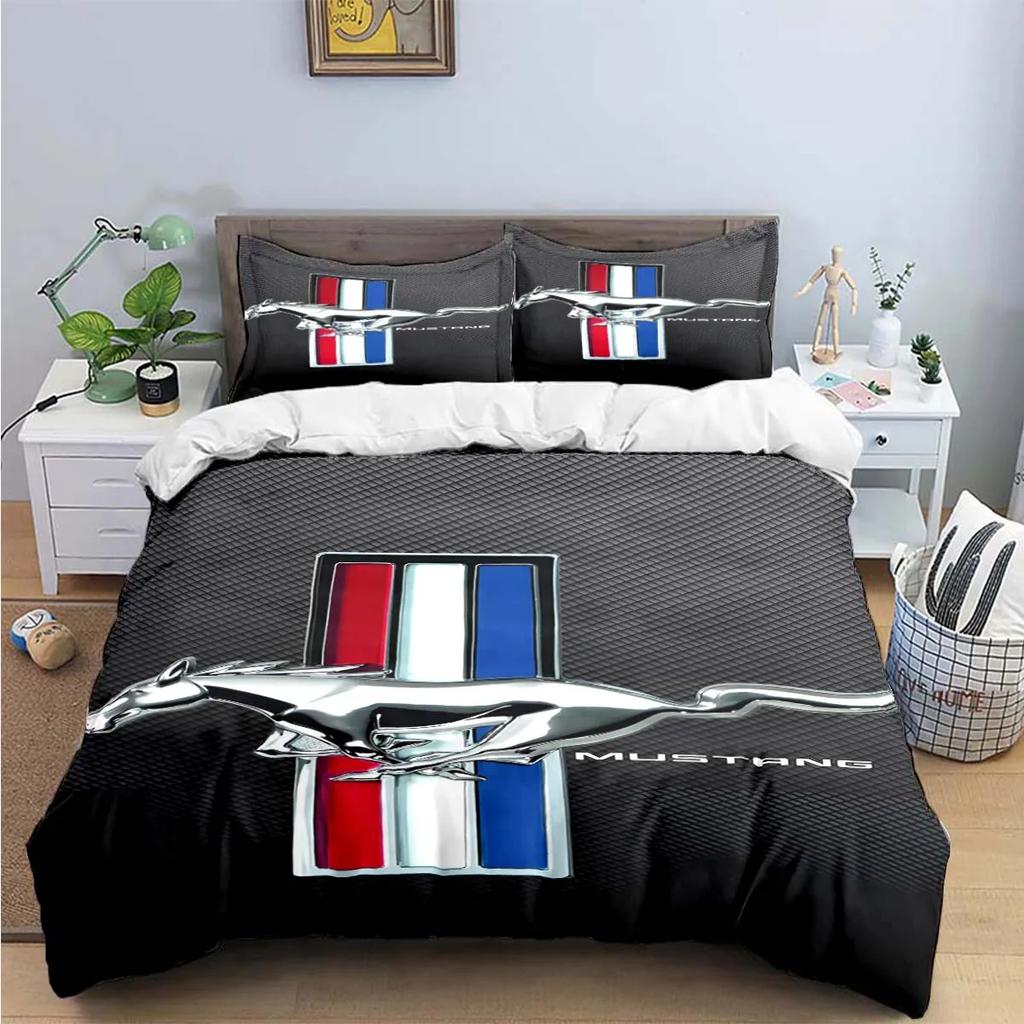 Fashion Exquisite M-Mustang Print Bedding Sets Exquisite Bed Supplies Set Duvet Cover Bed Comforter Set Bedding Set Luxury  Gift