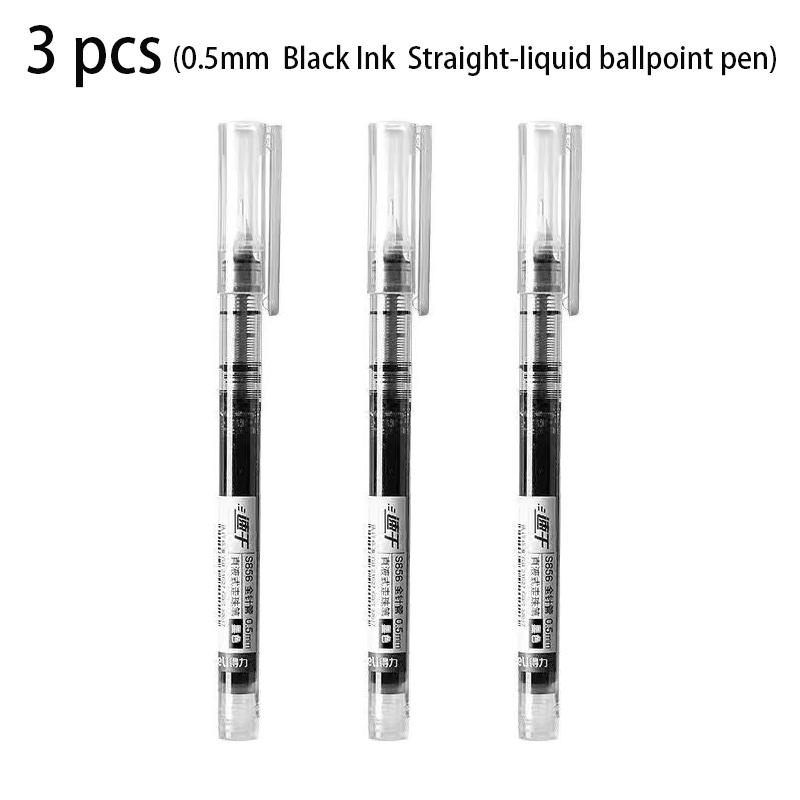 

Deli 3pcs Black Blue Red Ink Straight-liquid Ballpoint Pen Gel Pen Signing Pen School Student Supplies Stationery Office Pen