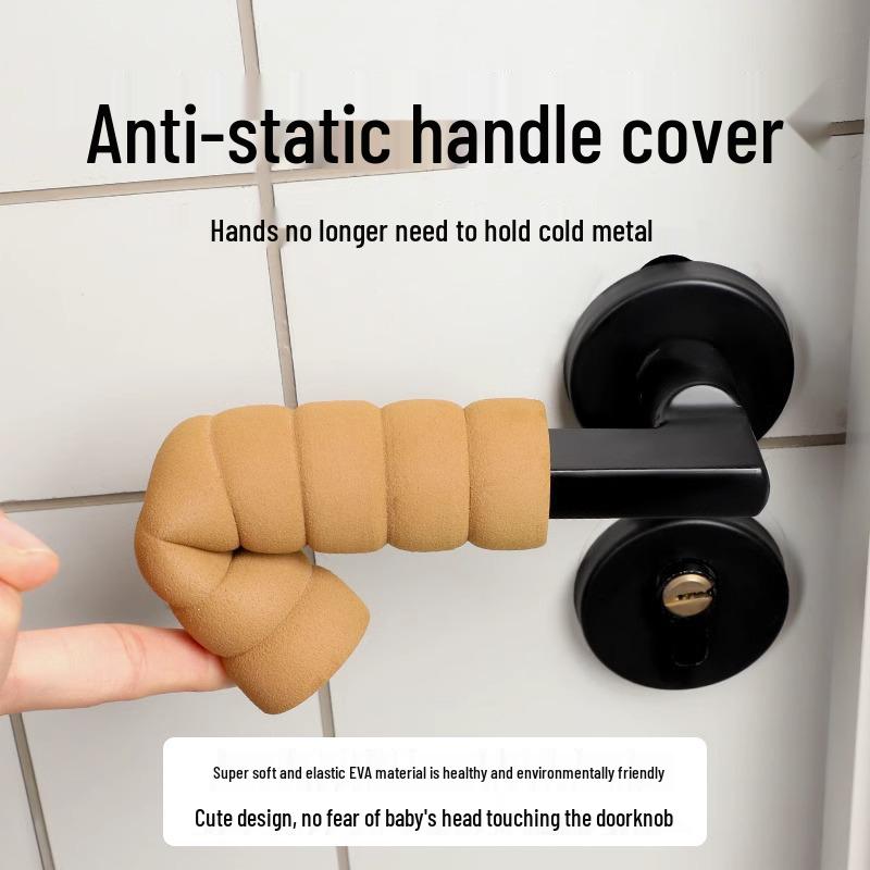 Universal Anti-Collision Door Handle Protector Pad with Anti-Static Cover for Bedroom Lock, Winter-Ready