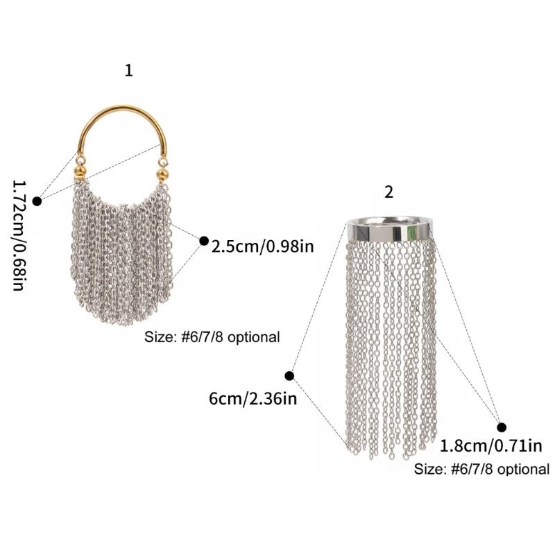 Einzigartiger verstellbarer Ring Edelstahlring mit Gold- und Silberkettenfransen Schmuck für Partys und Hochzeiten