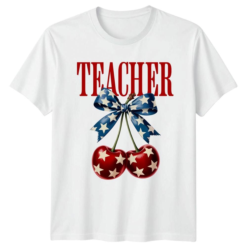 Teacher Patriotic Cherries Professions Unisex Unisex Graphic Tee S