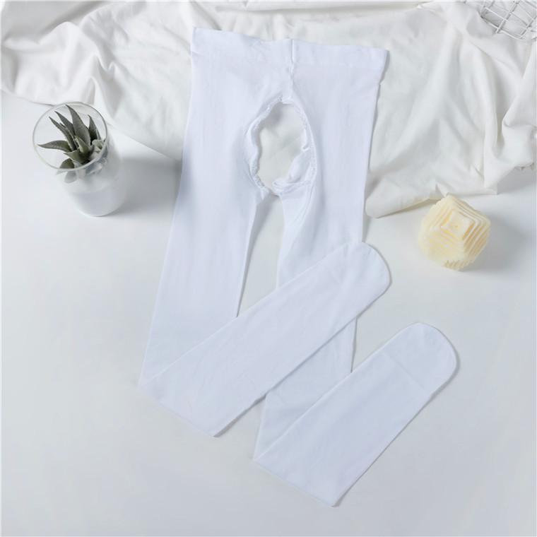 

80D Открытая промежность бархатные колготки односторонние промежность белые колготки сексуальные чулки плюс 90 кг 120D белый