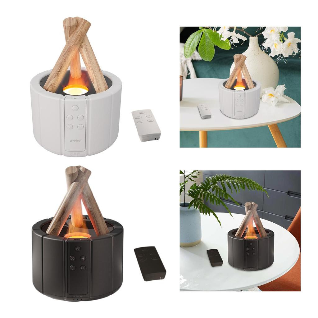 Flame Humidifier with Remote Control Colorful Night Light USB Electric Aroma Diffuser for Office Home Room Bedroom Study Spa