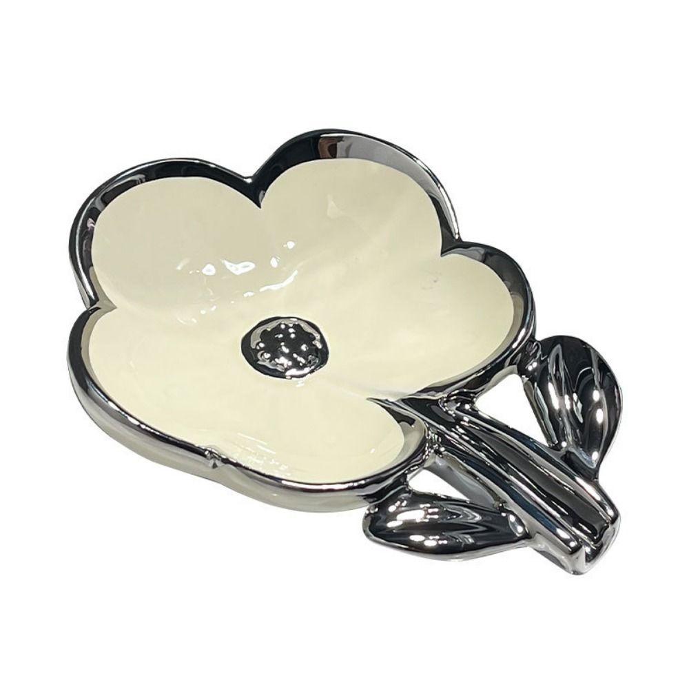 

Керамическая полка для мыла с самоотливом, держатель для мыла без проколов, креативная мыльница в виде цветка, раковина Style 2