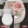 Rose Pattern Toilet Seat Decal Waterproof Self-Adhesive No Trace Creative Sticker for Bathroom Aesthetic Decor