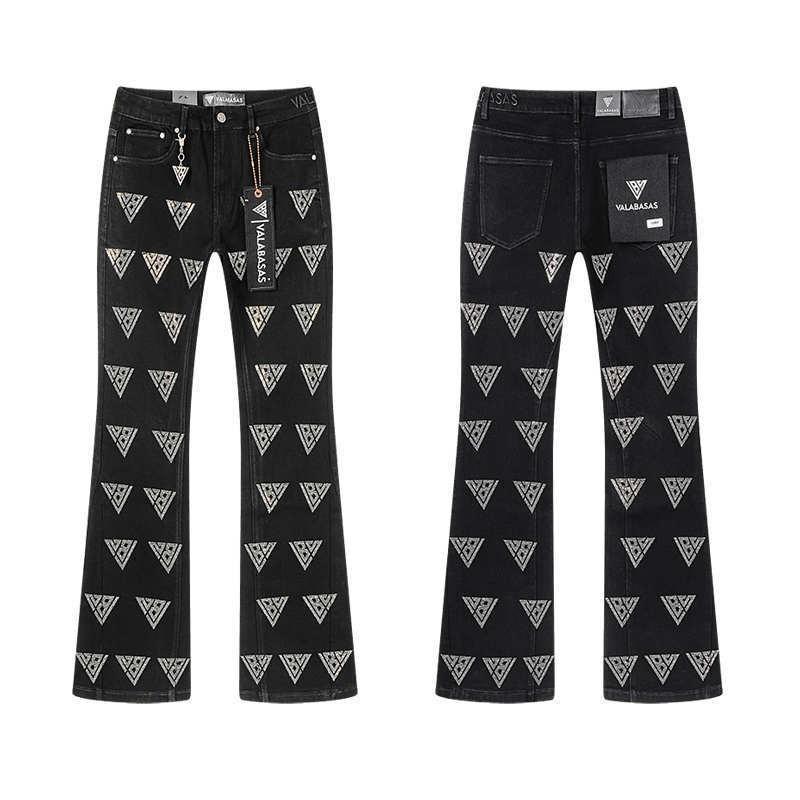 Valabasas Stil '' Retro Distressed Gewaschene Stretch Schlagjeans Herren Damen Streetwear Freizeit Hosen