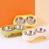 Dog Bowl Stainless Steel Dog Food Bowl Double Bowls for Dogs Feeding Neck Protector Pet Feeder Detachable Feeder Cat Water Bowls