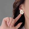 White Silver Camellia Flower Stud Earrings - Luxurious Women's S925 Silver Stud Earrings - High-end Ear Jewelry