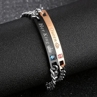 Hanmade 2pcs/Set For Women Men Gift For Lover Jewelry Matching Lovers Fashion Couple Bracelets His Queen Her King