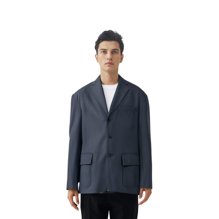Uniqlo X Jil Sander Collaboration Wool Blend Solid Suit Men suit Dark-Gray 440443-08