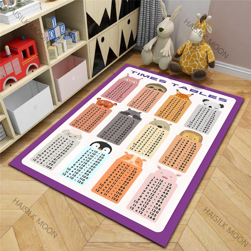 1PC Tabel Perkalian Print Carpet for Living Room Bedroom Bedside Floor Mat Cloakroom Child Playing Mat Area Rug Luxury Gift