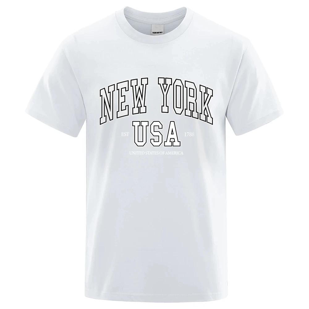 New York USA Východ 1788 Ulice Město Písmeno Grafické Tričko Pánské Ležérní Tričko Oblečení Léto Volné Cool Tričko Bavlněné Tričko 80304