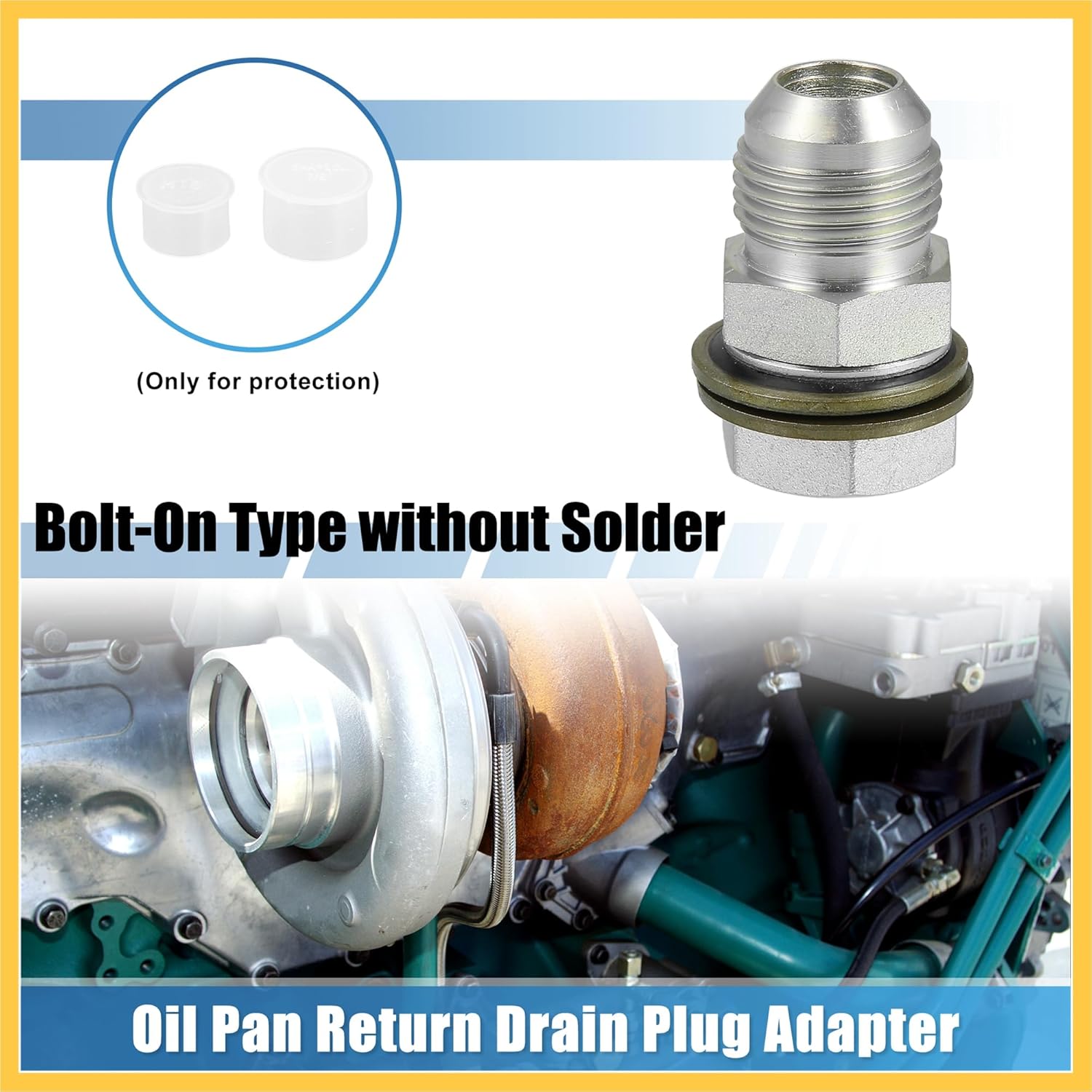 

10AN-M18x1.5 Turbo Oil Pan Return Drain Plug Adapter Oil Pan Return Drain Plug Fit W/Bolt Sea O-Ring Rust Resistance Metal Steel Bolt on Type Silver