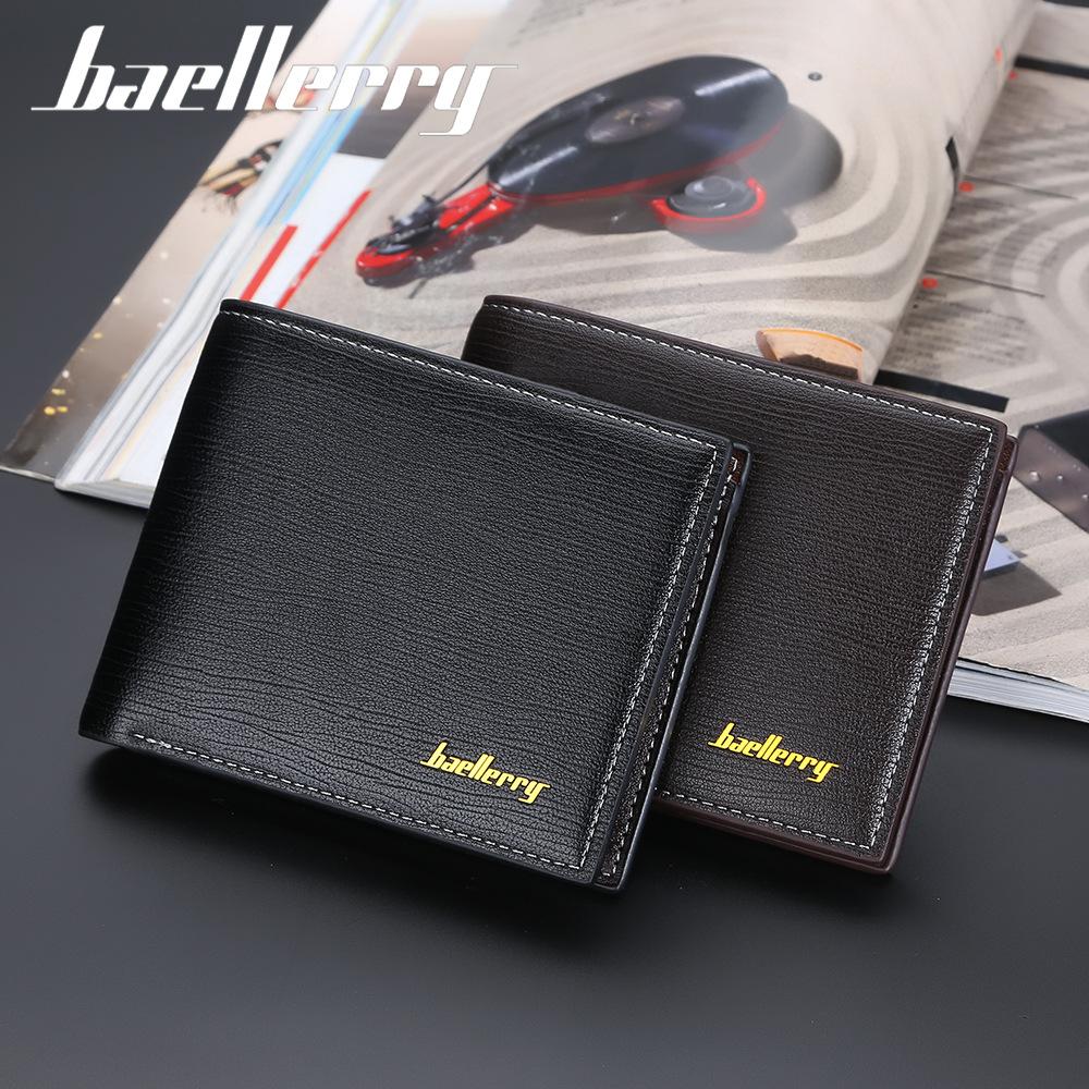 Baellerry Men Short Wallet Classic Design PU Leather Bifold Wallets Vintage Fashion Men Purse Card Holder