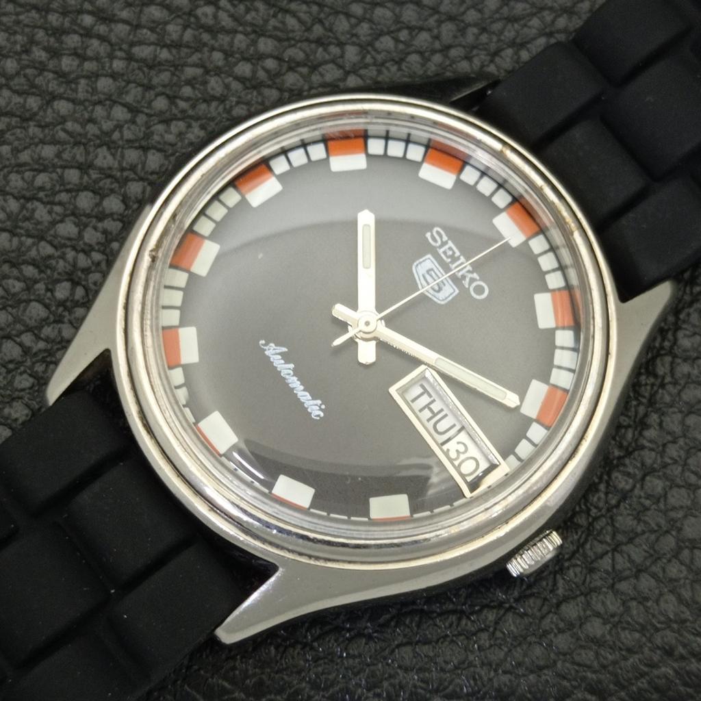 Seiko 5 AUTOMATIC 6309A VINTAGE JAPAN MENS BLACK COLOR DIAL WATCH A701523-5 R206b-a701523