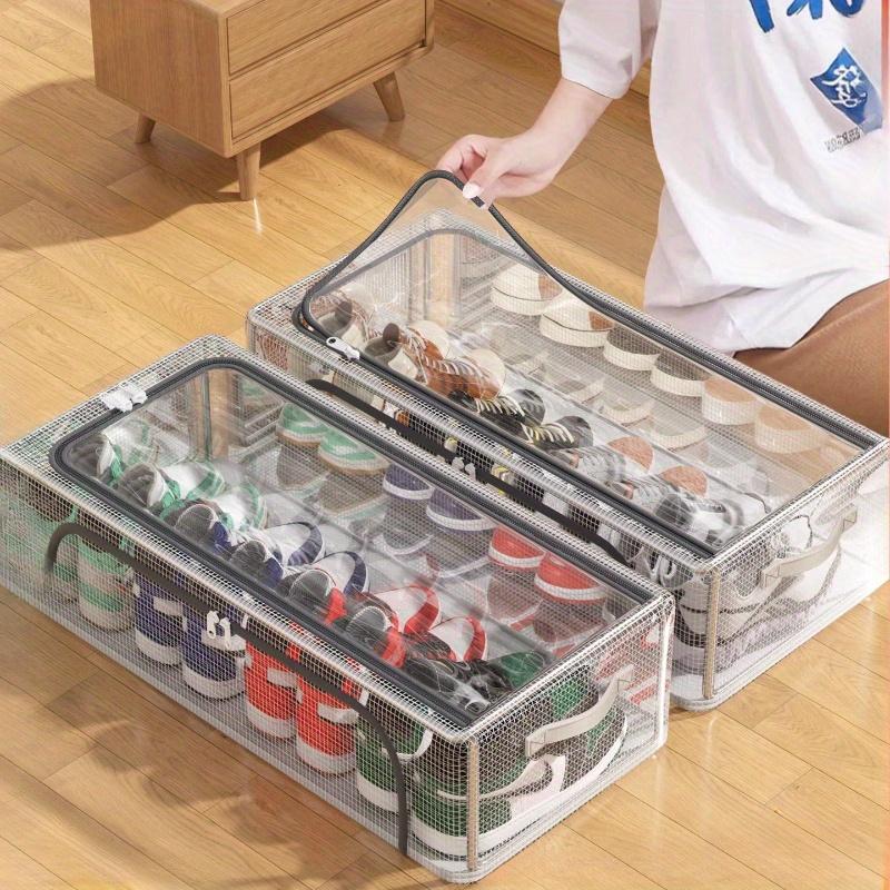 

One Clear Shoe Storage Box - Collapsible And Space-Efficient Organizers Suitable for Under The Bed, Closet, Shoe Rack, And Dorm Stacking 1pc