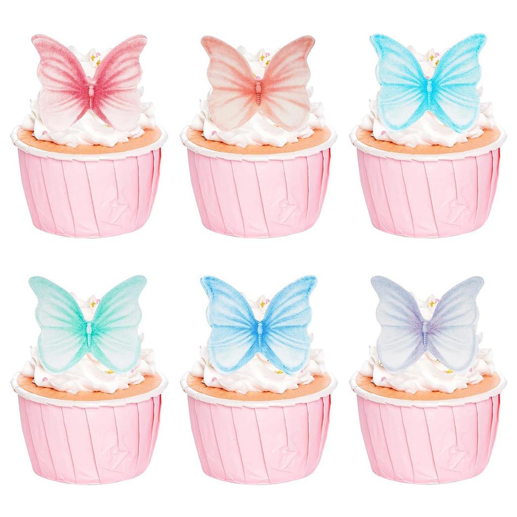 48 Stück Papier Schmetterling Geburtstagsdekorationen Mehrfarbig Leichter Schmetterling Topper für Geburtstag Jubiläum Hochzeitsfeier