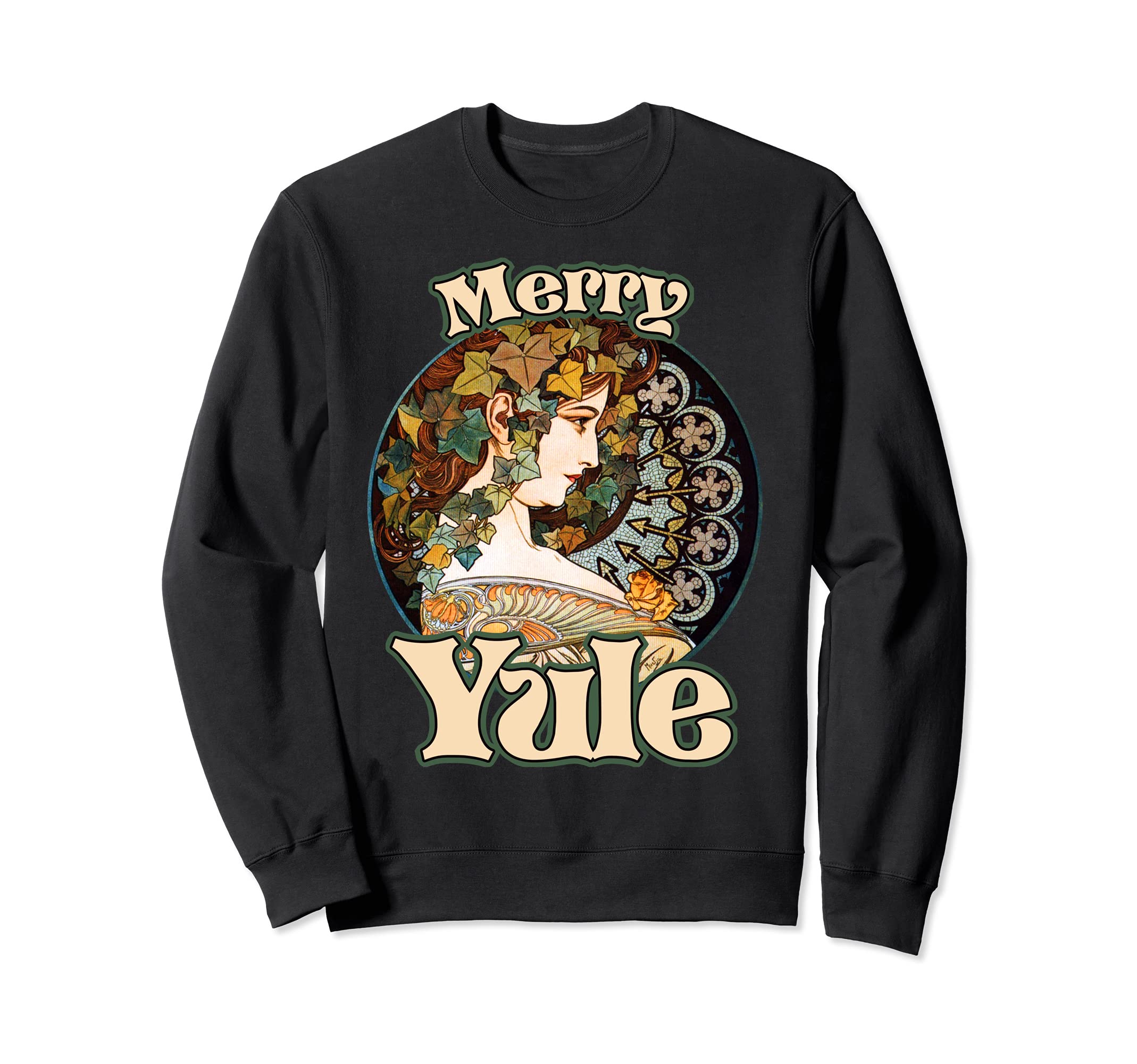 

Merry Yule Vintage Mucha Christmas Green Ivy Sweatshirt