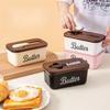 Simple Ceramic Butter Dish with Lid and Knife Rectangle Home Cheese Container Storage Seal Fresh Box
