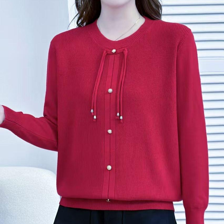 

Мама свитер осень/зима китайский вязаный низ для людей среднего возраста и пожилых людей свободный вязаный свитер верх 4XL бордовый