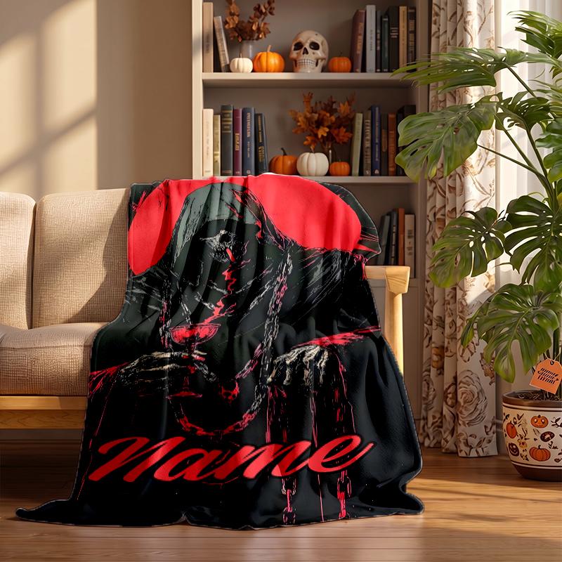 Dark Gothic Custom Flannel Blankets Soft Warm Cozy Throws for Home Decor Holiday Gifts