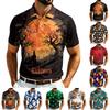 Herren Halloween Print Poloshirt Leicht Atmungsaktiv Mesh Kurzarm Hemd mit Kragen Lässiges Sommer Top