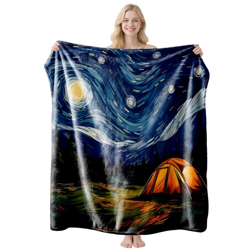 Cool Contrast Tiger Print Flannel Blanket Soft Nap Air Conditioner Throw Home