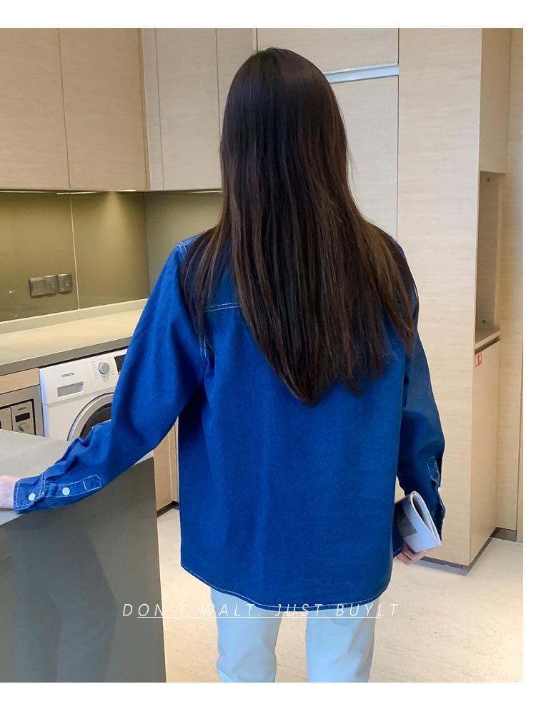 Women's 2024 Retro Cotton Denim Shirt - Casual, Versatile, Long Sleeve, Slimming Fit